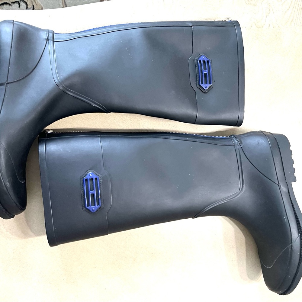 Tommy Hilfiger Black Rain Boots with Blue Details
